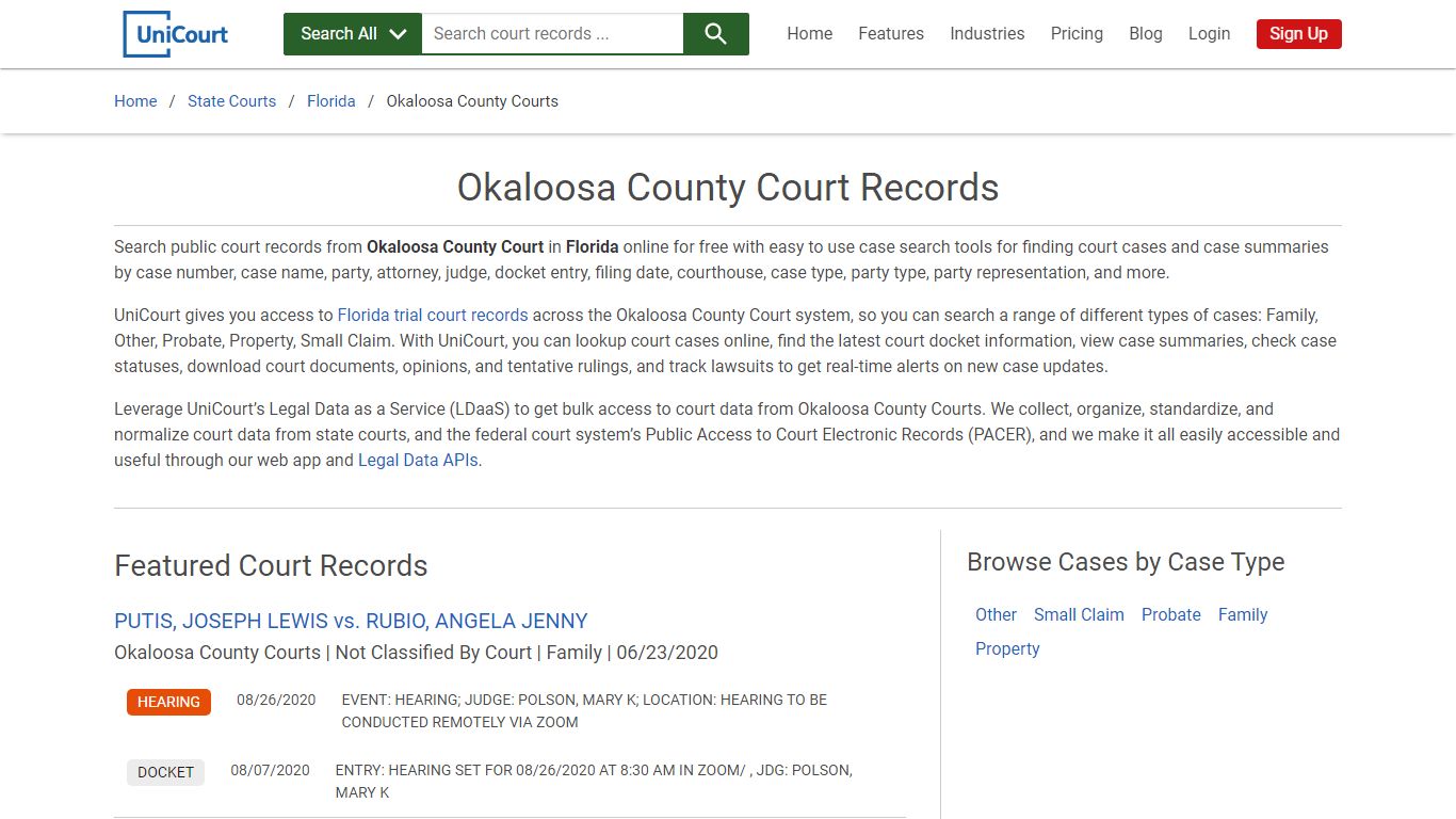 Okaloosa County Court Records | Florida | UniCourt